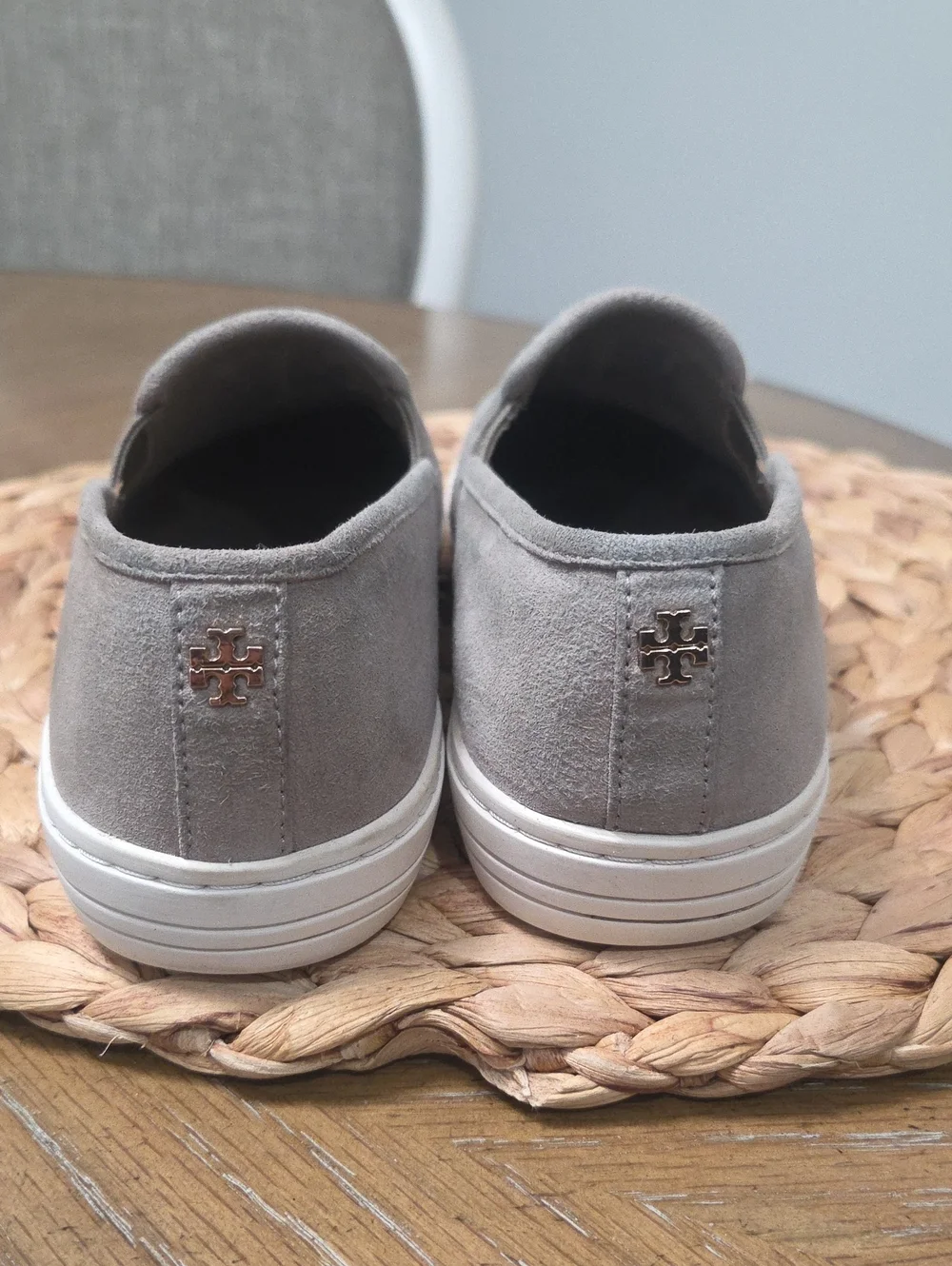Tory Burch French Gray Kid Suede Jesse Slip On Sneakers Size 6M